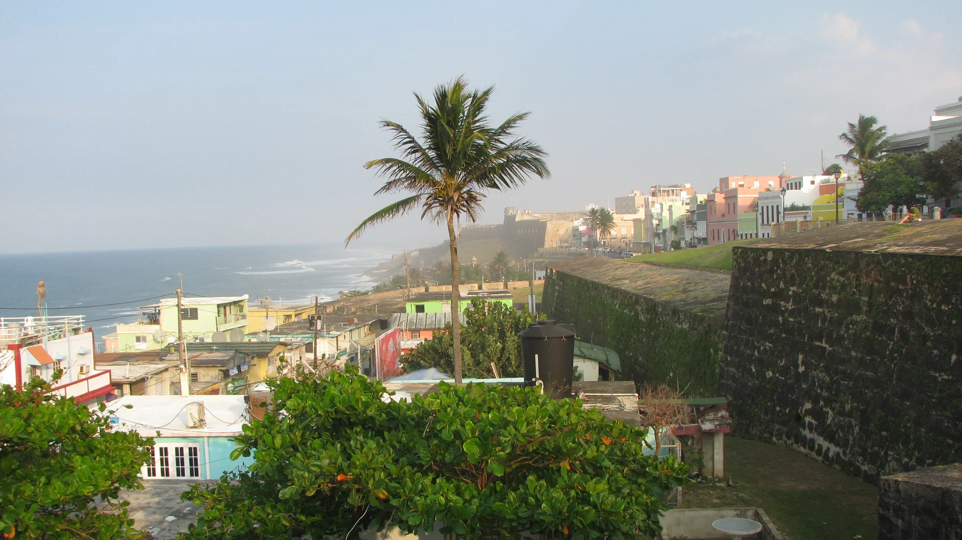 Colorful buildings and the coastal walls of Old San Juan Puerto Rico